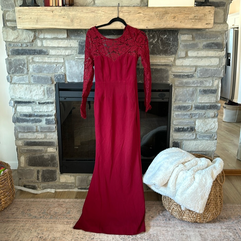 Lulus deep red lace open back dress. Worn once! Great condition!